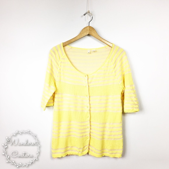 Anthropologie Sweaters - Anthro Moth Striped Yellow Cardigan